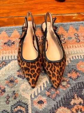 a new day Leopard Print Pointed Slingback Flats - Brown and Black
